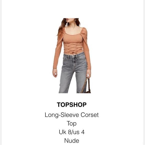 Topshop long-sleeve corset top US 4 nude - Picture 2 of 4